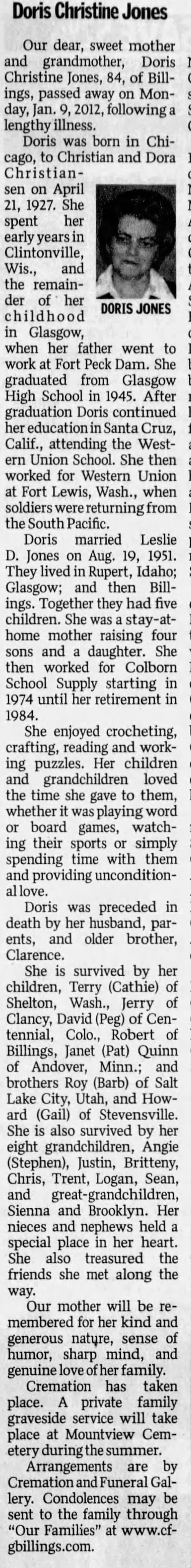 Clipping from The Billings Gazette
